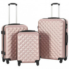 Set valiza carcasa rigida, 3 buc., roz auriu, ABS foto