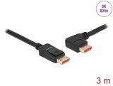 Cablu Displayport 8K60Hz/4K240Hz drept/unghi stanga cu HDR 3m, Delock 87048