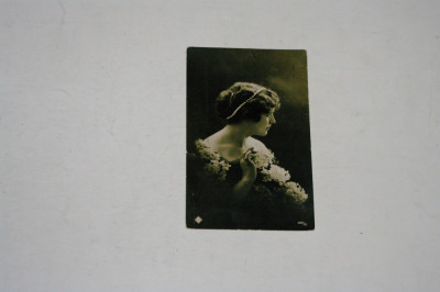 Carte postala - domnisoara din profil - circulata, cu timbre - 1933 foto