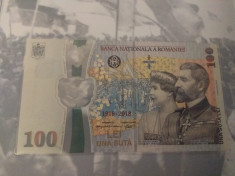 100 lei 2018 Centenar UNC Seria 8016 foto