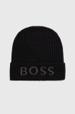 BOSS caciula de lana culoarea negru, de lana