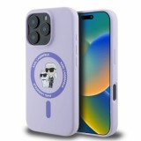 Husa pentru iPhone 16 Pro - Karl Lagerfeld Silicone Ring MagSafe (KLHMP16LSCMKCRHU) - Purple Karl&amp;Choupette