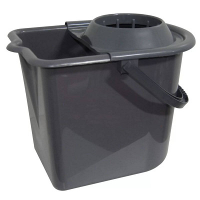 Galeata Mop cu Storcator, 13L, Polipropilena, Culoare Gri, Galeti Ovale cu Storcator pentru Mop, Galeti Plastic cu Storcator, Galeti 13 Litri pentru M foto