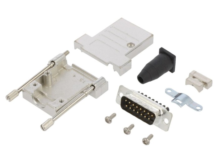 Conector D-Sub 15 pini tată pe cablu