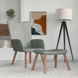 VidaXL Scaun de relaxare cu taburet, gri deschis, catifea