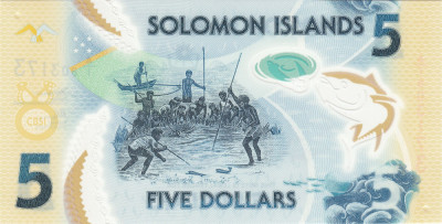 Bancnota Insulele Solomon, 5 Dolari 2019, polimer, UNC foto