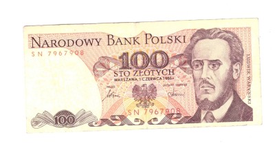 Bancnota Polonia 100 zloti 1986, circulata foto