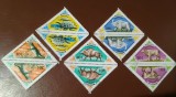 Serie timbre Mongolia &ndash; Animale preistorice, format romb, 5 perechi (10 timbre), ștampilată -A40