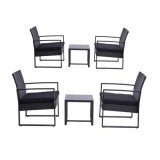 Set Mobilier Grădină Ratan Sintetic - 4 Scaune cu Perne + 2 Mese
