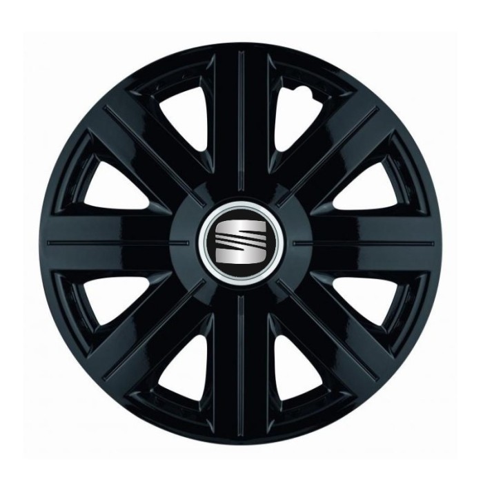 Set 4 Capace Roti, potrivite jantelor de R14, pentru Seat, model Cosmos Negru