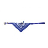 Zgarda caini si pisici cu bandana, esarfa, 39 x 1.5 cm, clopotel, albastru