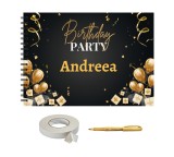 Set Album foto / GuestBook pentru aniversare sau majorat, model 5, personalizabil, A4 landscape, pix si dubluadeziv inclus, 3 piese, accesoriu nunta
