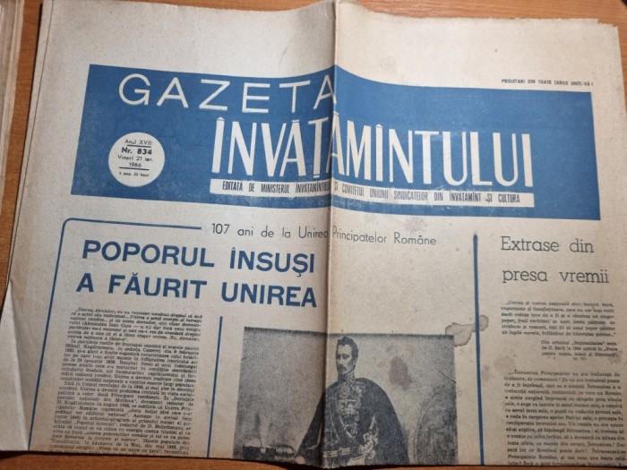 gazeta invatamantului 21 ianuarie 1966-art. scoala romaneasca si unirea