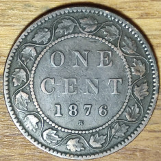 Canada - moneda de colectie bronz - 1 cent 1876 H - rarisima ! - Victoria !