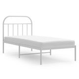 Cumpara ieftin Cadru pat metalic cu tablie, alb, 90x200 cm