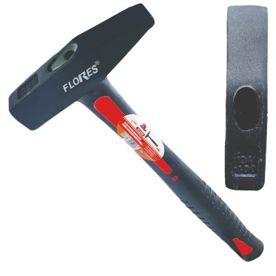 Ciocan 400g, cu maner 283x31x23mm, din fibra, izolat, anti-alunecare, negru cu rosu foto