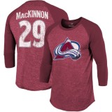 P&aacute;nsk&eacute; tričko Nathan MacKinnon #29 Colorado Avalanche NHL Name &amp;amp; Number Tri-Blend Raglan 3/4-Sleeve T-Shirt - Burgundy - M