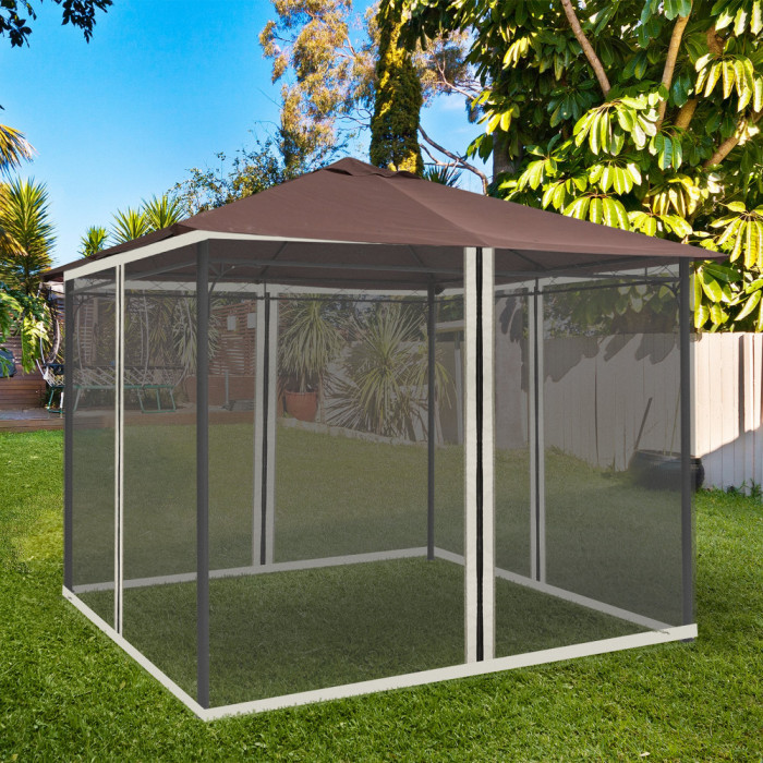 Outsunny Plasa de Tantari pentru Corturi cu Perdele de Rezerva Universale cu Balamale, 302x207cm - Negru / Bej