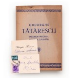 Gheorghe Tătărescu, volum + carte de vizită cu dedicație pentru Demir Apostolescu