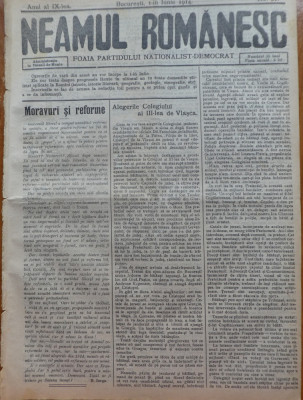 Ziarul Neamul romanesc , nr. 21 , 1914 , din perioada antisemita a lui N. Iorga foto