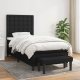 VidaXL Pat box spring cu saltea, negru, 90x200 cm, textil