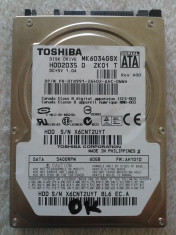 Hard disk laptop 60GB, HDD SATA 2.5 Toshiba MK6034GSX, 5400 rpm TESTAT OK foto