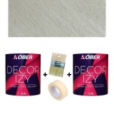 Cumpara ieftin Pachet 2x Vopsea decorativa interior Kober Decor Izy Kaki Urban 0.9L + Pensula