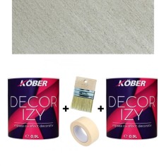 Pachet 2x Vopsea decorativa interior Kober Decor Izy Kaki Urban 0.9L + Pensula