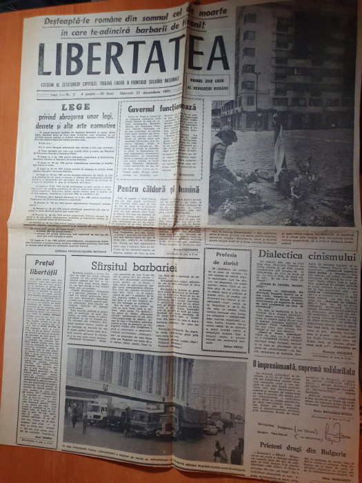libertatea 27 decembrie 1989-revolutia romana