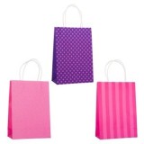 Sacose de cadou din hartie, Set 3 buc, 20x10x29 cm, Multicolor, Dungi si Buline, CMCLASS