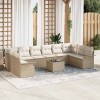 VidaXL Set de canapele pentru grădină cu pernă 11 pcs Bej Rattan poli 3345551