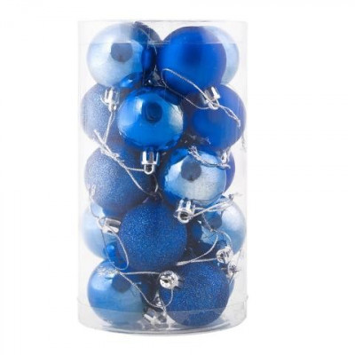 Set globuri Craciun, pentru brad, din plastic, 4cm, 20 buc, albastru foto