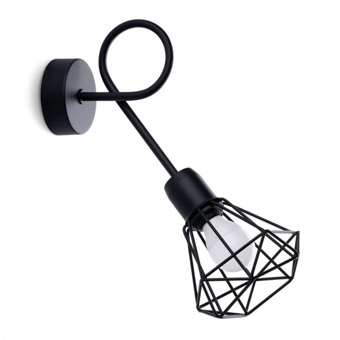 Lampă De Perete Artemis Negru Oțel 1 Bec Coș Conic Modern De Interior