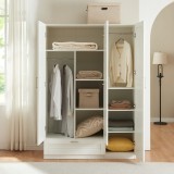 Kleiderschrank Finning 176x120x52 cm 1 Schublade Wei&szlig; [en.casa] HausGarden Leisure