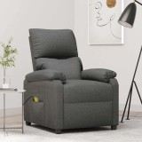 vidaXL Fotoliu de masaj, gri &icirc;nchis, material textil