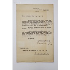 SCRISOARE EXPEDIATA PICTORULUI ALEXANDRU BASARAB , SEPTEMBRIE , 1934