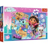 Puzzle trefl 100 gabbys dollhouse prietenia in casa pisicilor lui gabby