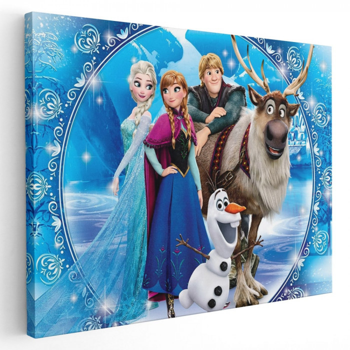 Tablou afis Frozen desene animate 2185 Tablou canvas pe panza CU RAMA 80x120 cm