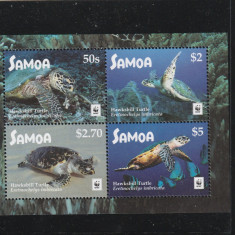 Samoa 2016-Fauna,WWF,Reptile,Testoase,serie 4 val.bloc.MNH,Mi.1352-1355
