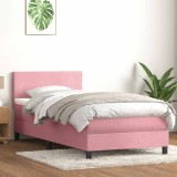 VidaXL Pat box spring cu saltea, roz, 80x220 cm, catifea 3316046