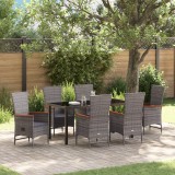 vidaXL Scaune de exterior 7 pcs Gri 160 x 80 x 73 cm Rattan PE
