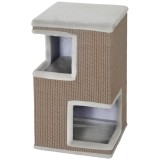 PawHut Tonă pentru pisici cu 3 niveluri pentru interior, cușcă semideschisă cu suprafețe de zg&acirc;riere pe toate părțile, 2 cușcuțe | Aosom Romania