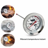 Termometru Metalic Analog cu Tija 0&ndash;120 grade Celsius pentru Gratar, Cuptor si Afumatoare - HoReCa
