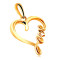 Pandantiv din aur galben 585 - contur lucios &icirc;n formă de inimă cu scris &ldquo;Love&rdquo;
