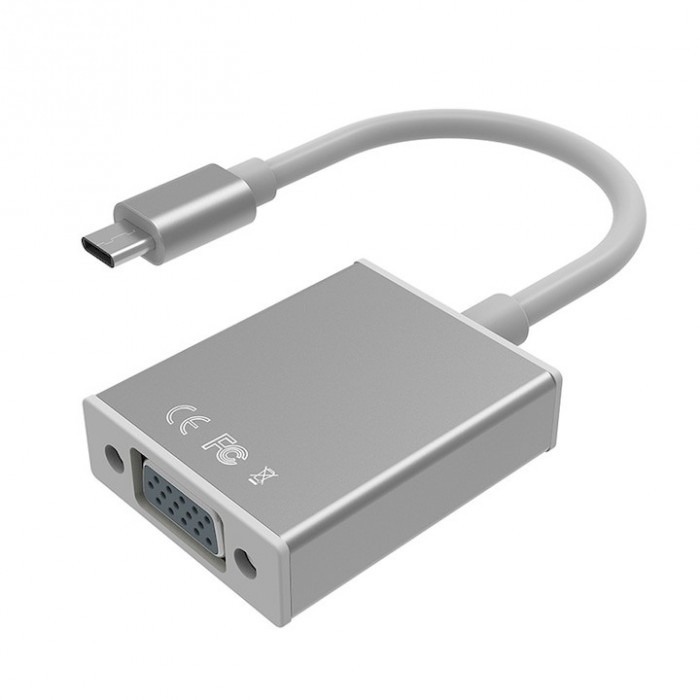 Adaptor convertor USB-C la VGA pentru laptop, telefon mobil, USB 3.1 Type C catre VGA, compatibil monitor, video proiector