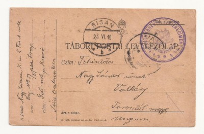 D2 Carte Postala Militara k.u.k. Imperiul Austro-Ungar ,1916 Reg Torontal foto