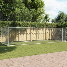 vidaXL Cușcă pentru c&acirc;ini cu ușă, gri, 6x2x1,5 m, oțel galvanizat 3209579
