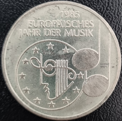 Germania 5 Marci Deutsche Mark European Year of Music 1985 F COMEMORATIVA foto