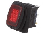 Comutator ROCKER SPST ON-OFF 10A/250VAC Roșu IP65 Lampă Neon