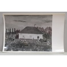 MOARA SATULUI , TABLOU de ALEXANDRU BASSARAB , FOTOGRAFIE DUPA LUCRAREA ORIGINALA , MONOCROMA, PERIOADA INTERBELICA